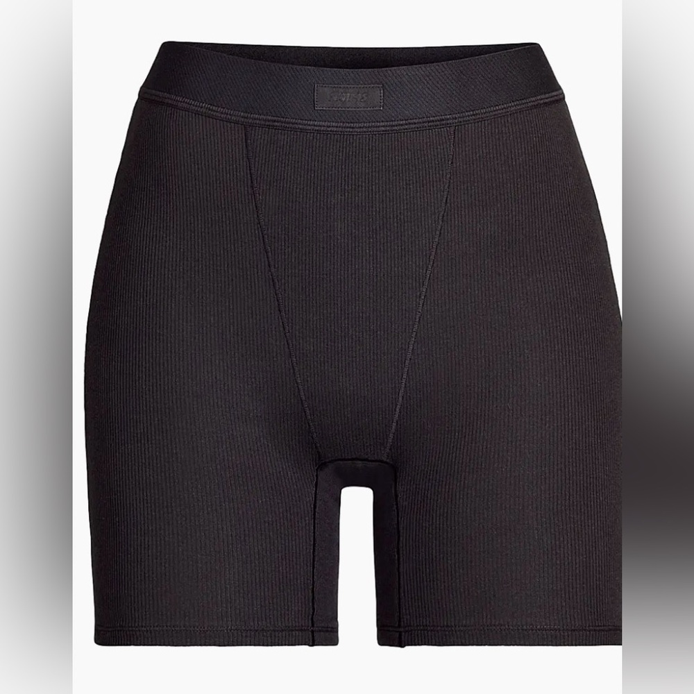 SKIMS Black Cotton Ribbed Boxer